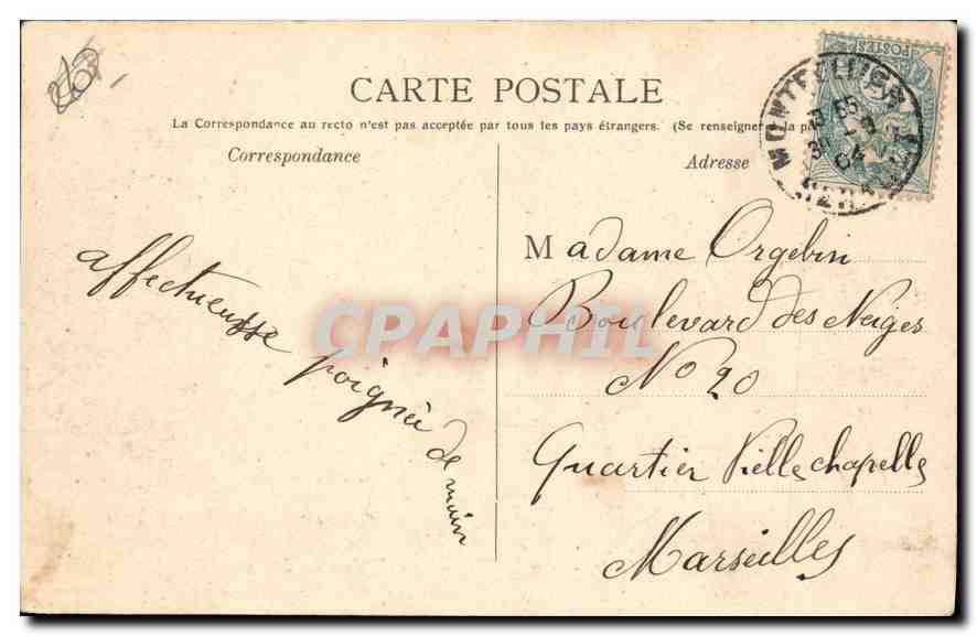 CPA Montpellier Arc e Triomphe et Palais de Justice — Rückseite