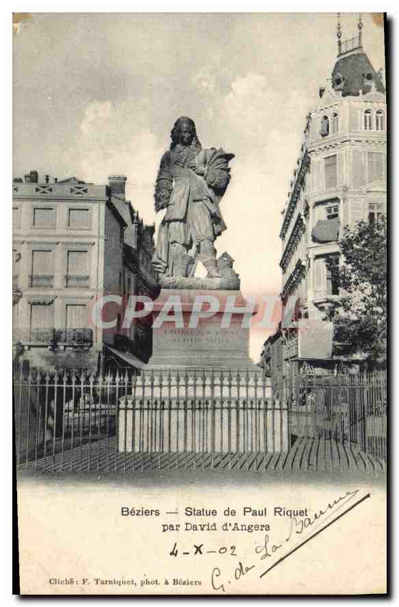 CPA Beziers Statue Paul Riquet par David d'Angers