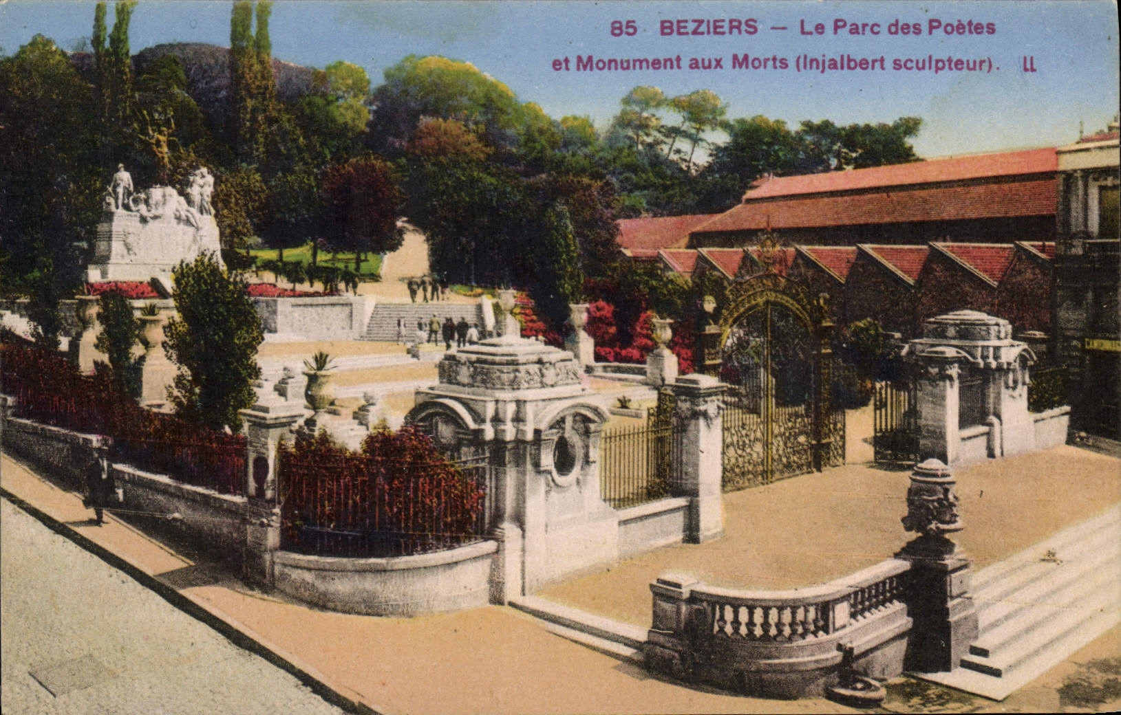 Béziers — Le Parc des Poètes et Monument aux Morts (Injalbert sculpteur) — Éditeur : Lévy & Neurdein, Paris