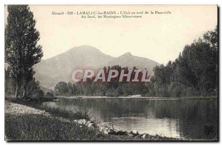 CPA LAMALOU les BAINS L'Orb en aval de la Passerelle Au fond les montagnes silencieuses