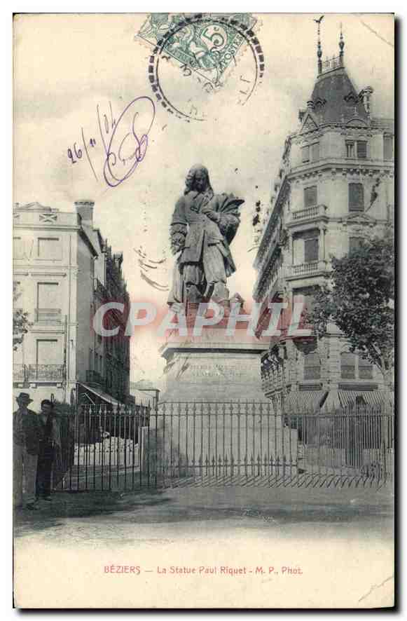 CPA BEZIERS La Statue Paul Riquet
