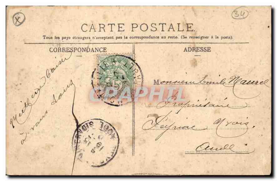 CPA Palavas Rive gauhe — Back