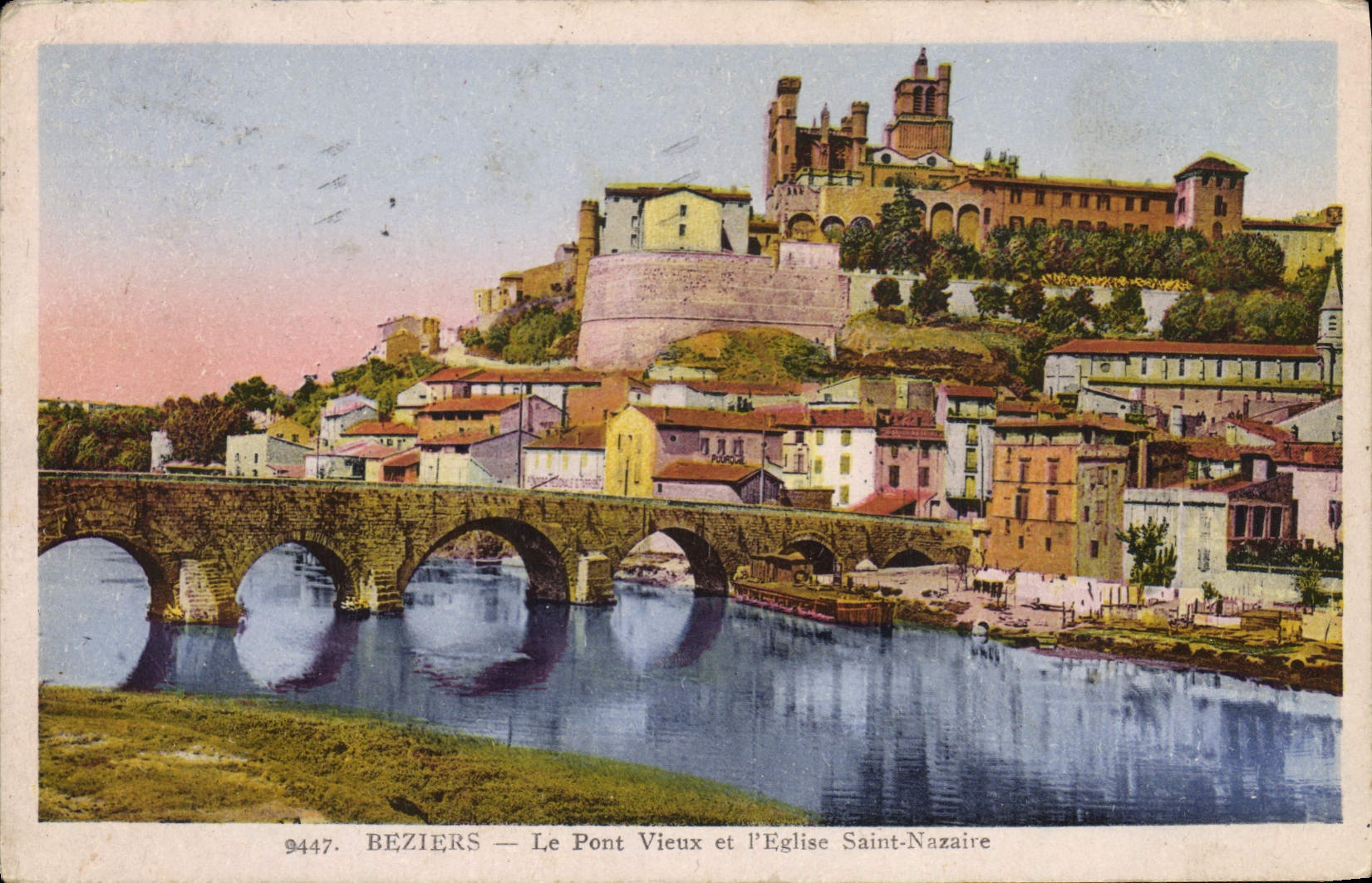 CPA BEZIERS Le Pont Vieux et l'Eglise Saint Nazaire