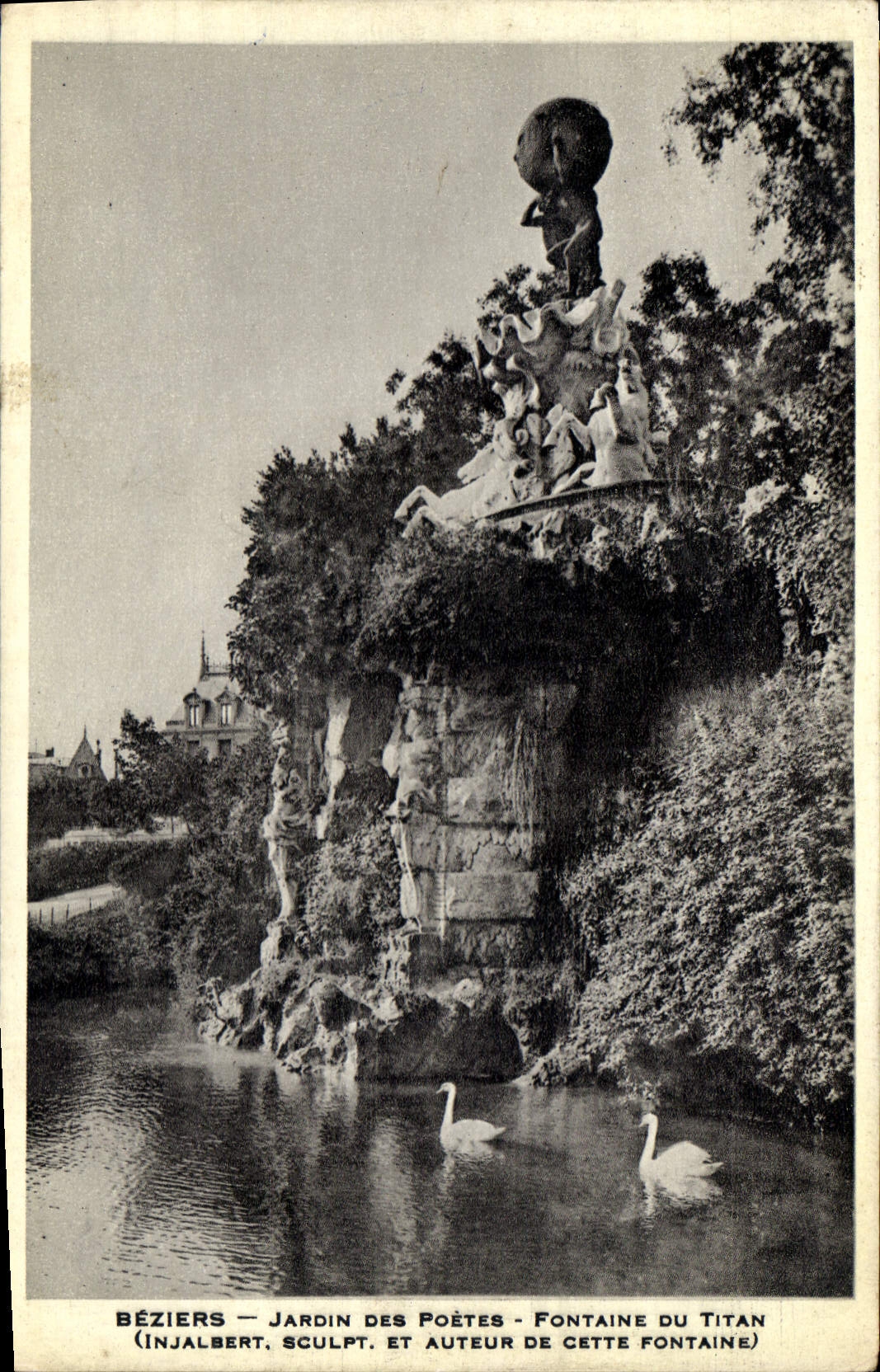 Béziers — Jardin des Poètes — Fontaine du Titan — Injalbert, sculpteur et auteur de cette fontaine