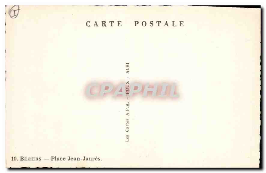 CPA Beziers Place Jean Jaures — Back