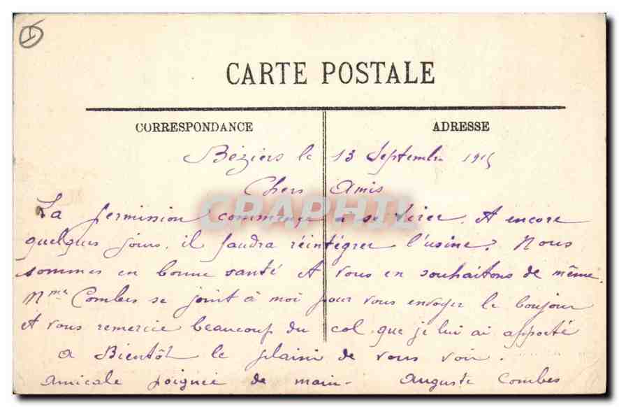 CPA BEZIERS La Vallee de l'Orb vue de Bognols — Back