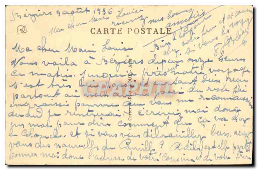CPA BEZIERS Entree sub du Plateau des Poetes Vue d'ensemble du monument aux Morts — Back