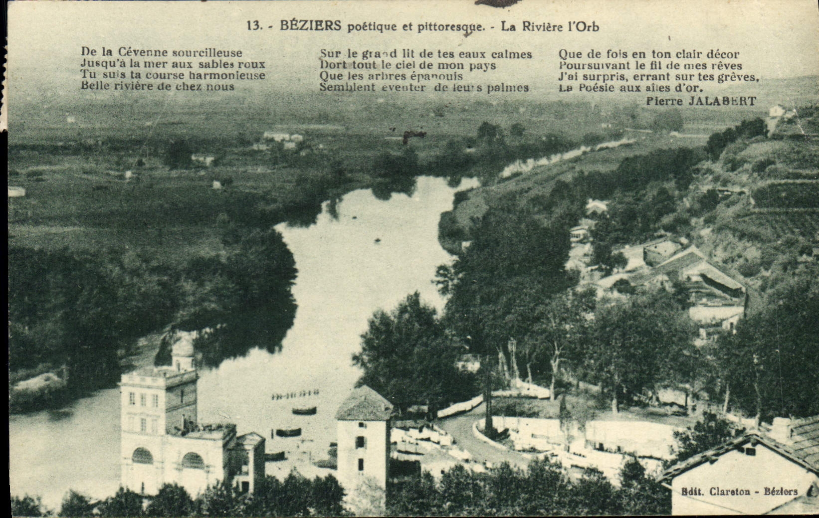 Béziers poétique et pittoresque — La Rivière l'Orb — Éditeur Claretton - Béziers, n°13