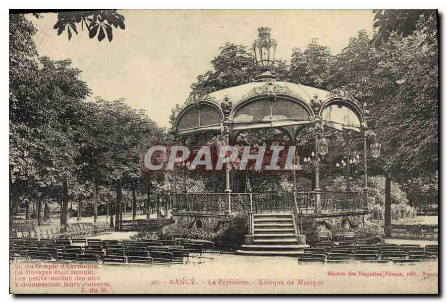 NANCY - La Pépinière - Kiosque de Musique — Maison des Magasins Réunis, édit. Nancy