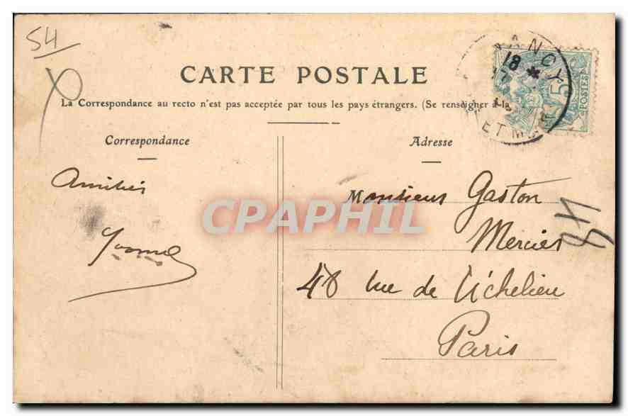 CPA NANCY Le Marche vu cote de la rue Saint Dizier — Rückseite