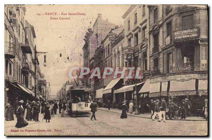 CPA NANCY Rue Saint Dizier Point Central Tramway