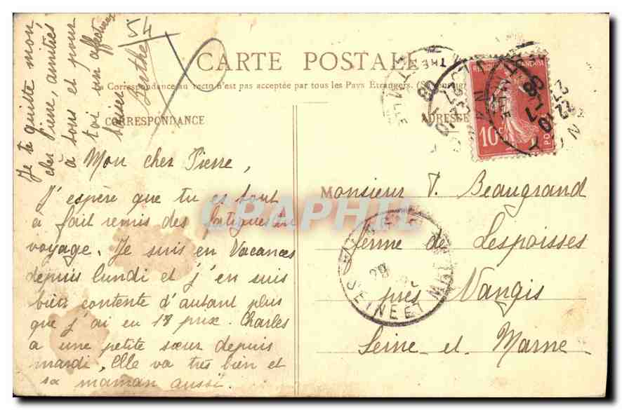 CPA NANCY Rue St Dizier Point Central — Verso