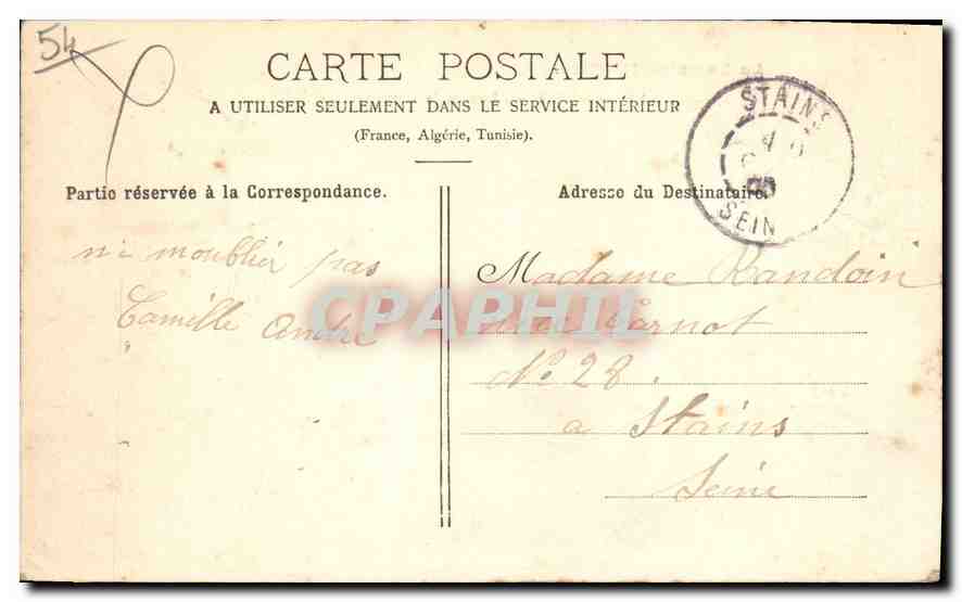 CPA NANCY Place de la Carriere — Verso