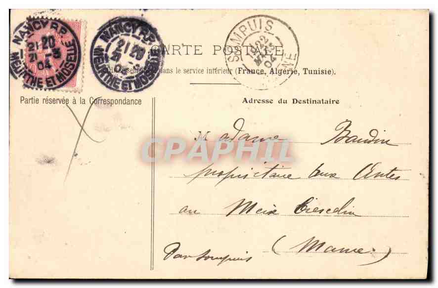 CPA NANCY Eveche Ancien Hotel des Fermes — Rückseite