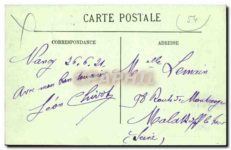 CPA NANCY La Pepiniere Unee Allee — Rückseite
