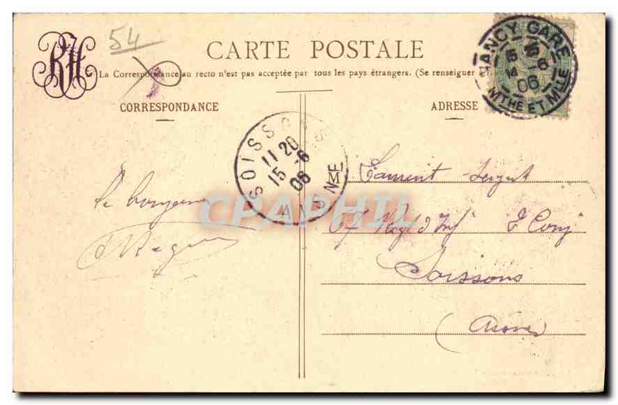 CPA NANCY La Gare — Verso