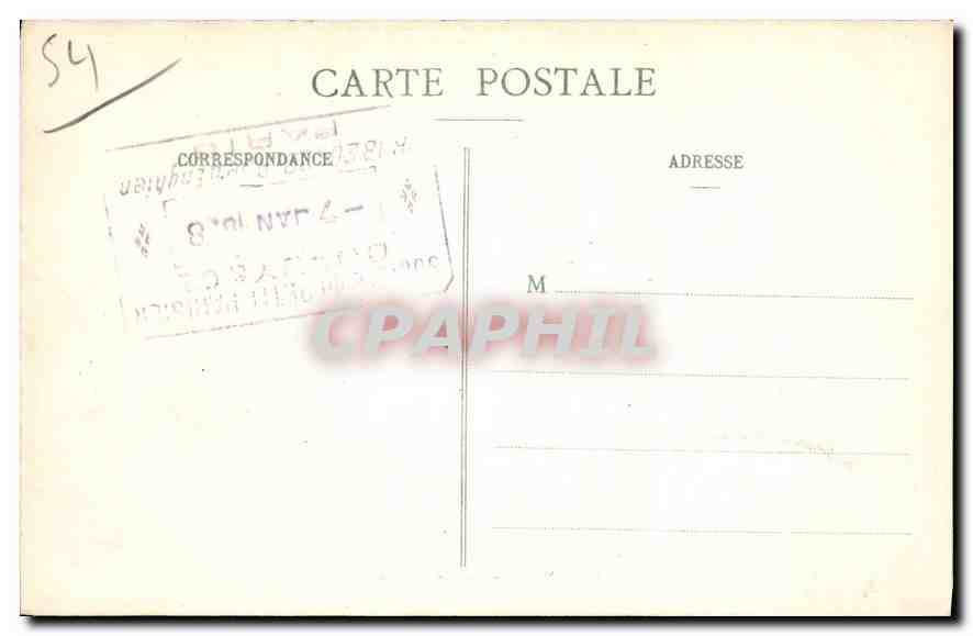 Nancy - Caserne Blandan — vue de l'entrée principale avec cour d'honneur — éditeur Magasin Réunis, Nancy, n°98 — Rückseite