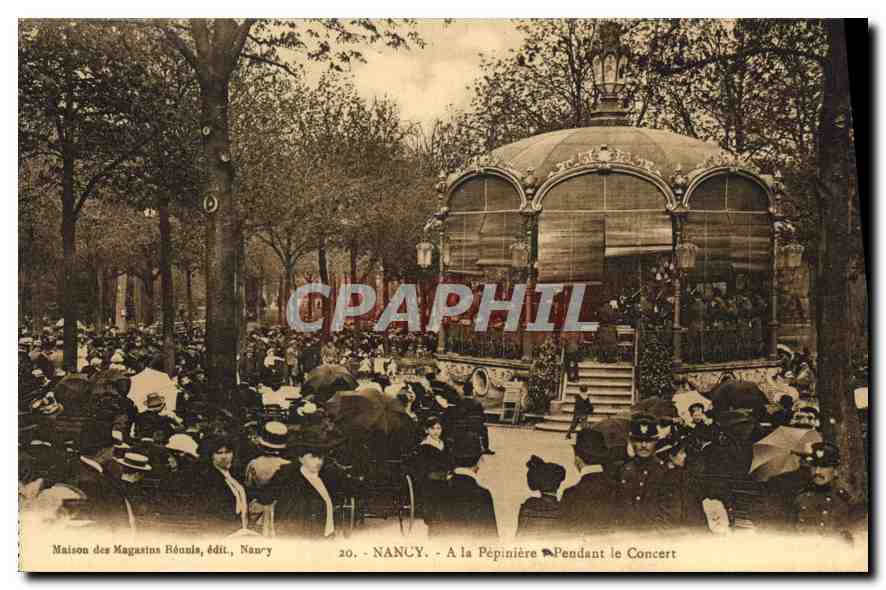 NANCY - A la Pépinière Pendant le Concert — Maison des Magasins Rounis, édit., Nauvy