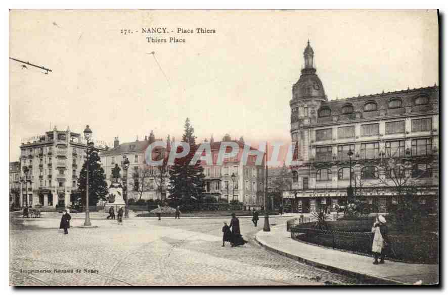 NANCY - Place Thiers — Ansicht der Place mit Monument und Gebäuden — Imprimerie Nouvelle de NANCY, n° 171
