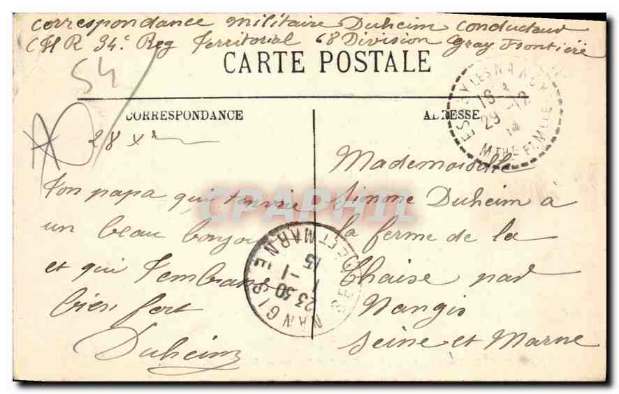 CPA Nancy La Fontaine de la Place Carnot et monument Sadi Carnot  — Rückseite