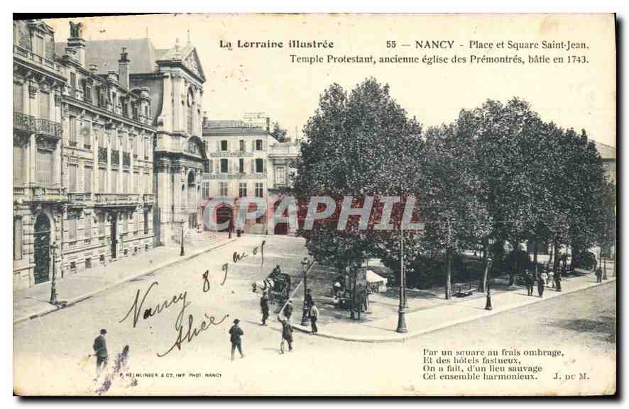 CPA Nancy Place st Square Saint Jean Temple Protestant ancienne eglise des Premontres