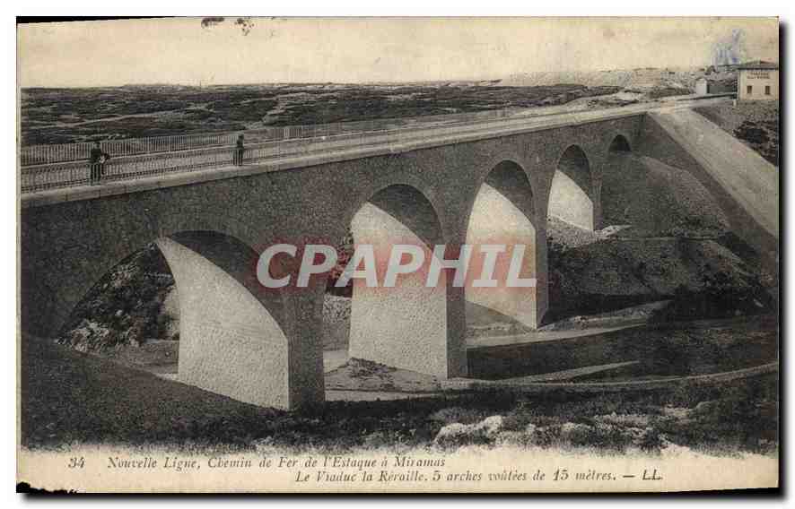 CPA Nouvelle Ligne Chemin de Fer de l'Estaque a Miramas Le Viaduc la Reraille 