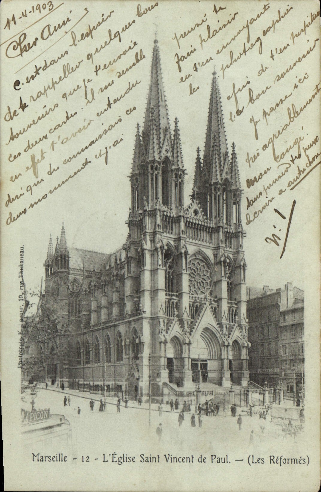 CPA Marseille L'Eglise St Vincent de Paul 