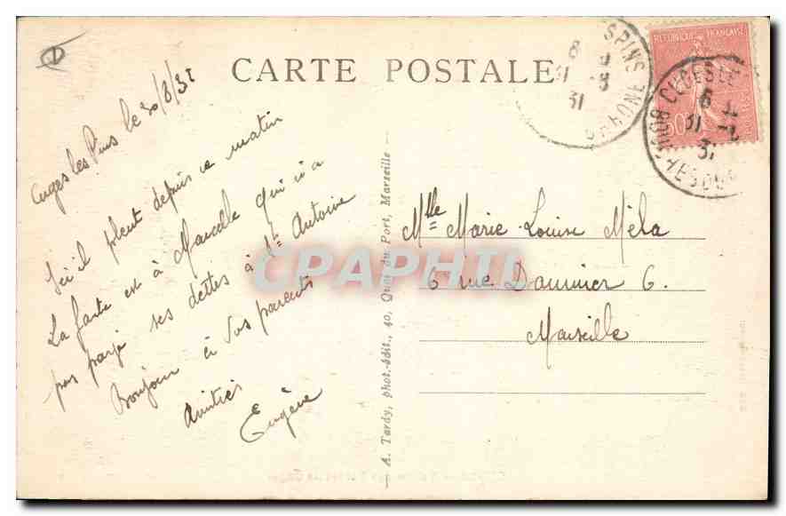 CPA Cuges Vallon des Portes de Cuges  — Verso