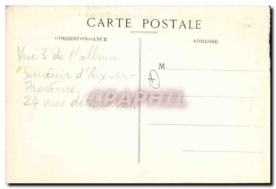 CPA Aix en Provence Cours Mirabeau fontaine d'eau Thermale — Verso