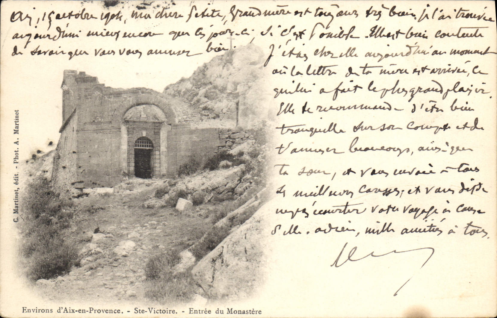 Umgebung von Aix-en-Provence — Ste-Victoire — Eingang zum Kloster — C. Martinet, Verlag Phot. A. Martinet