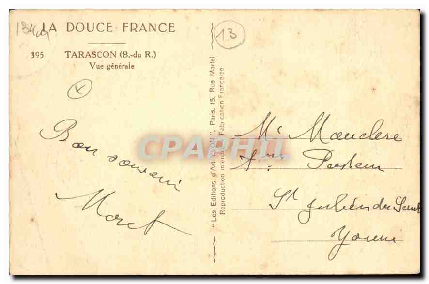 CPA Tarascon B du R vue generale  — Back