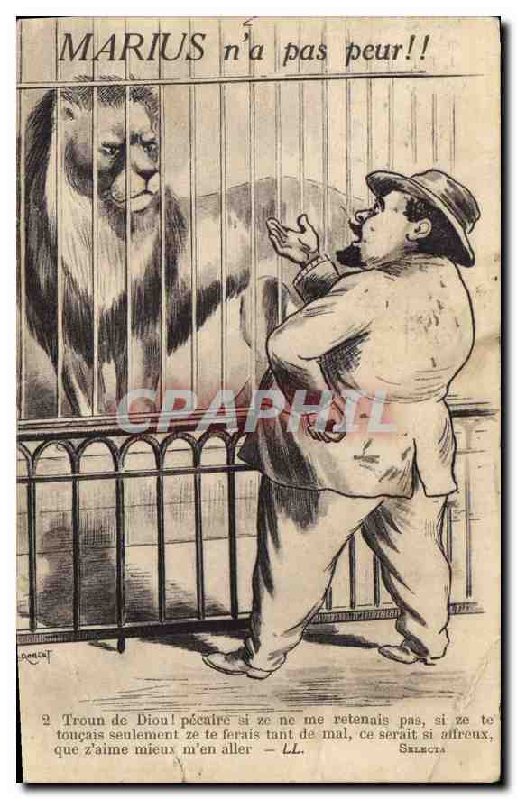 CPA Marius n'a pas peur Lion