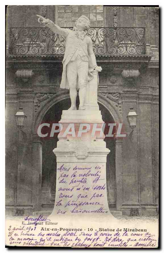 Aix-en-Provence — Statue von Mirabeau — Verlag E. Lausand