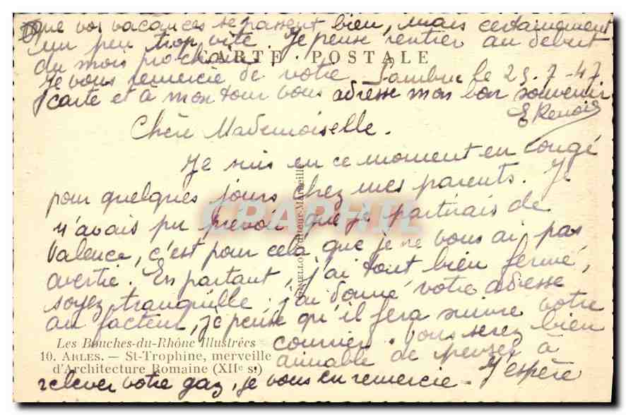 CPA Les bauches du Rhone Illustrees Arles St Trophime Merveille d'Architecture Romaine XII S  — Rückseite
