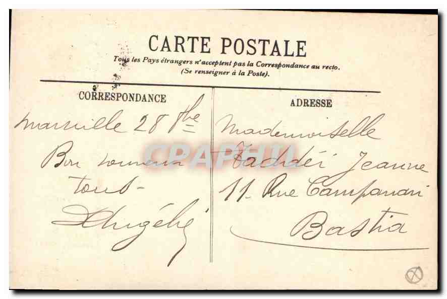 CPA Marseille l'Eglise des Reformes Tramway — Verso