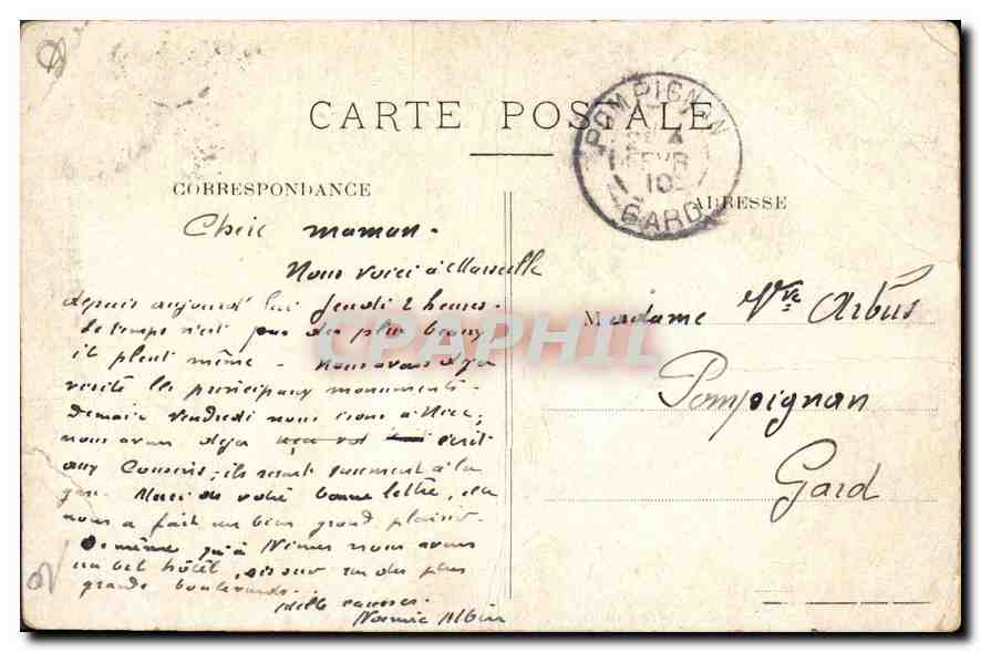 CPA Marseille Eglise des Reformes  — Verso