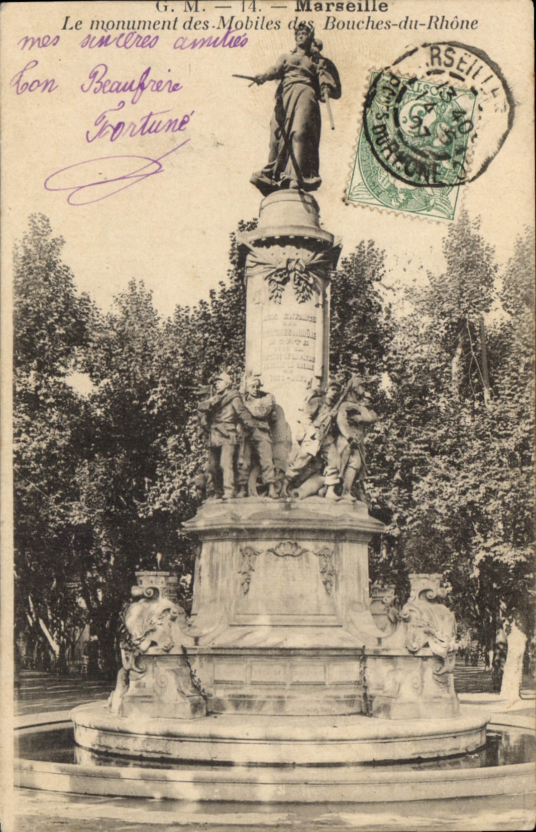CPA Marseille le Monument des Mobiles des Bouches du Rhone 