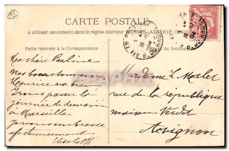 Aix-en-Provence — Le Cours Mirabeau — col. C.M. Photo. Jouven — Verso