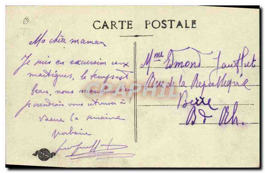 CPA Martigues Le Canal St Sebastien  — Rückseite