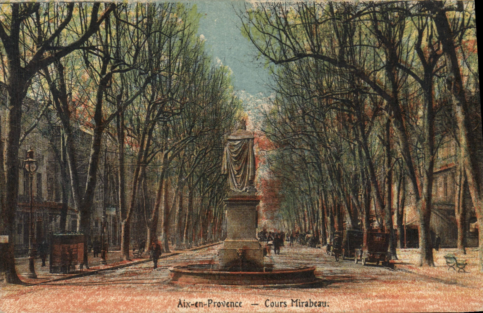 Aix-en-Provence — Cours Mirabeau — Fontana e statua