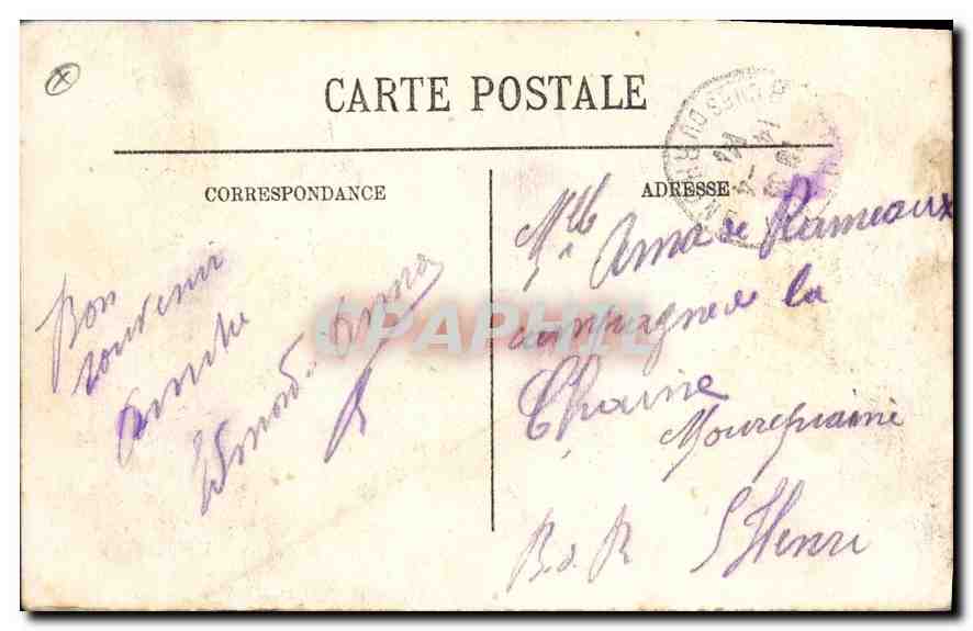 CPA Ruines du Chateau Premier Plan Rue du Chateau et Galerie Deuxieme Plan Pigeonniers Tour Monolith — Rückseite