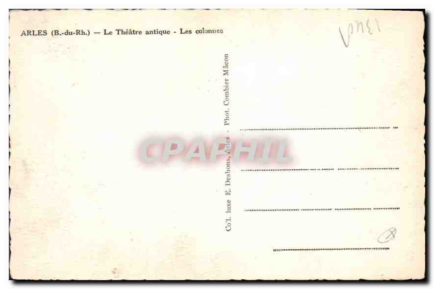 CPA Arles - Le Theatre Antique - Les colonnes — Verso