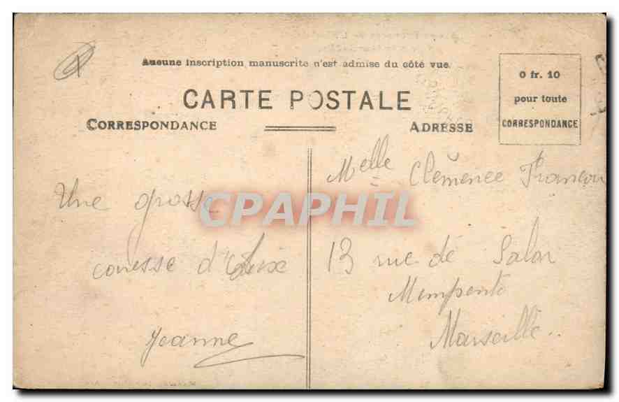 CPA L'Hotel de Ville et la Tour de L'Horloge — Verso