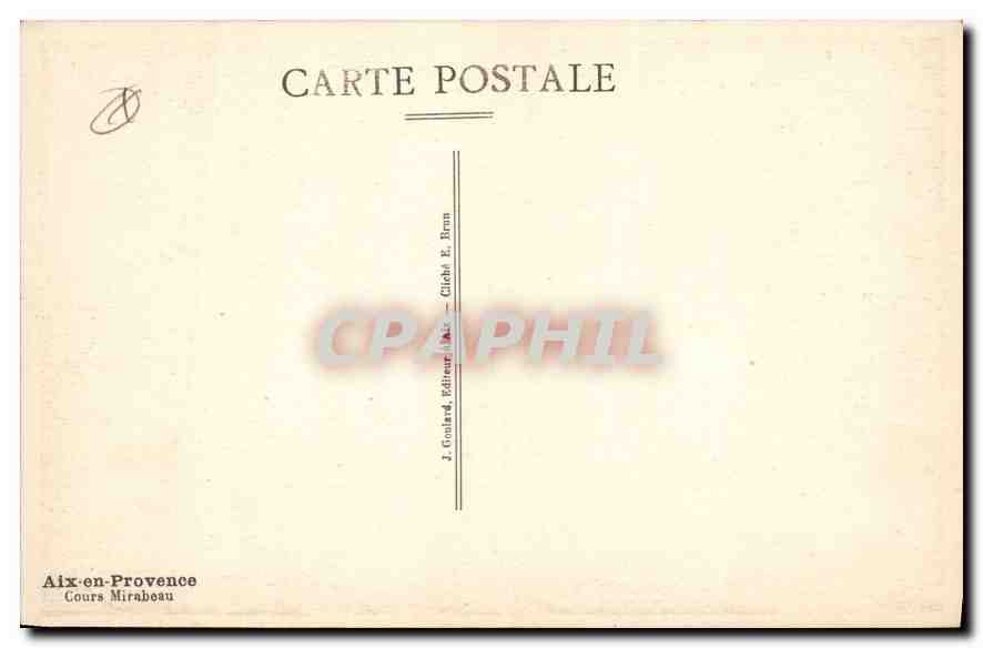 CPA Cours Mirabeau Aix en Provence — Verso