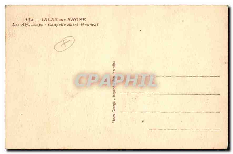 CPA Les Alyscamps - Chapelle Saint-Honorat Arles — Verso