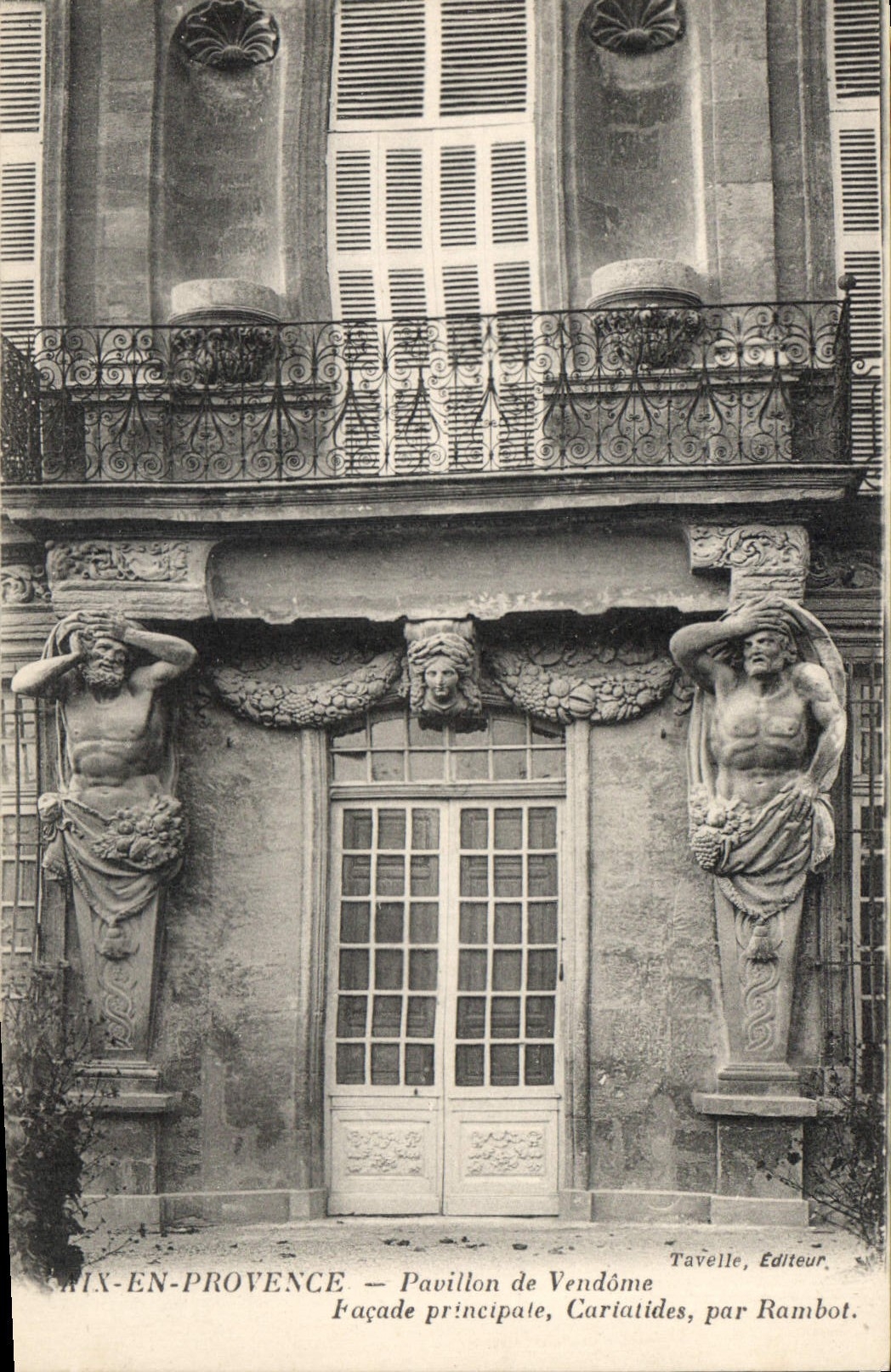 MIX-EN-PROVENCE — Pavillon de Vendôme — Façade principale, Cariatides, par Rambot
