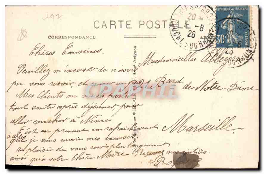Arles-en-Provence — Sortie des Arènes un jour de Corrida de Muerte — éditeur M.F.B., n°32 — Verso