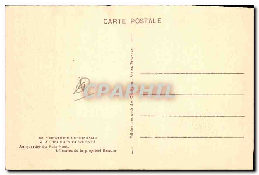 Oratoire Notre-Dame — Aix-en-Provence — Edition des Amis des Oratoires — Rückseite