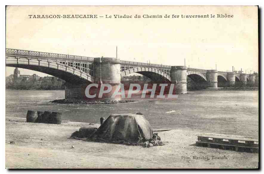 Tarascon-Beaucaire — Der Viadukt der Quer-Rhône-Bahn — Phot. Blanchin, Tarascon