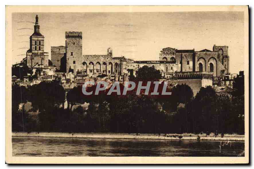 CPA Avignon Le Palais des Papes vue de la rive droite du Rhone